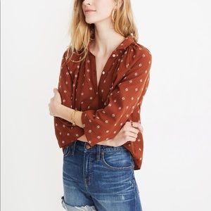 Madewell Burnt Orange Raglan Peasant Shirt